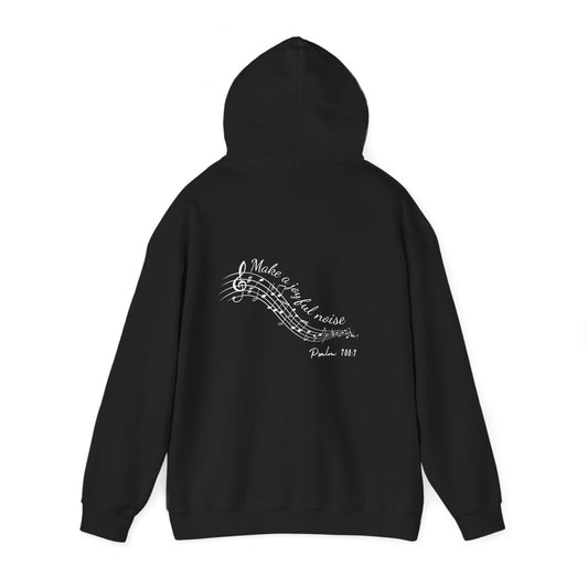 Faith-Inspired Unisex Hooded Sweatshirt with Musical Design - Psalm 100:1