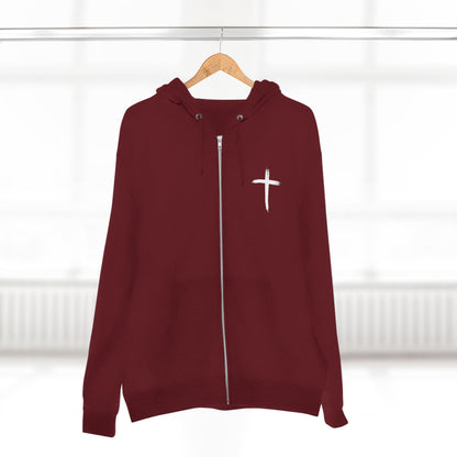 Cross Chest Zip Hoodie — Minimal Christian Faith Pullover