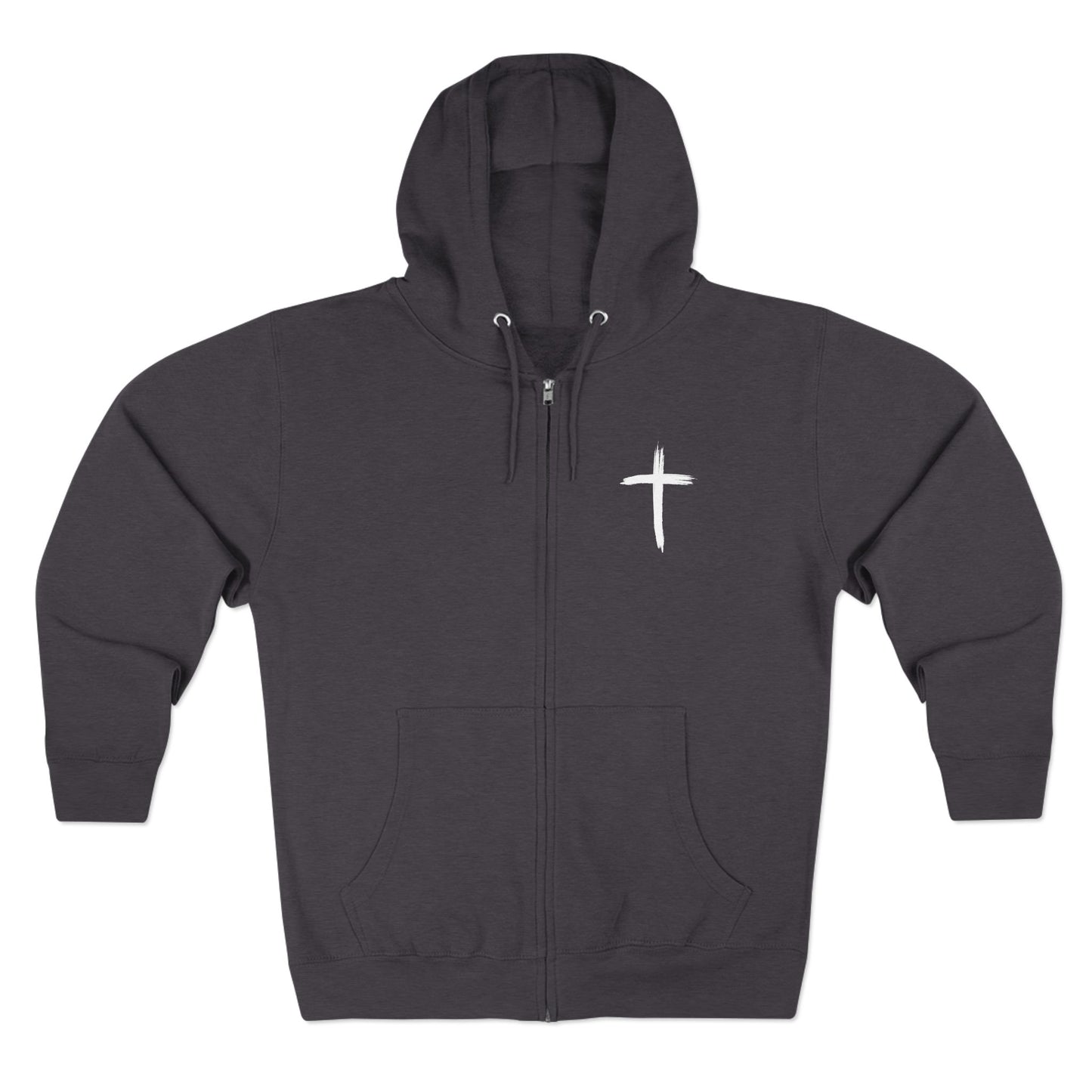 Cross Chest Zip Hoodie — Minimal Christian Faith Pullover