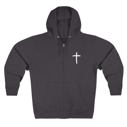 Cross Chest Zip Hoodie — Minimal Christian Faith Pullover
