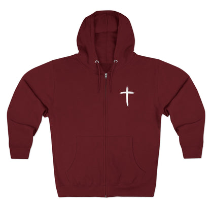 Cross Chest Zip Hoodie — Minimal Christian Faith Pullover