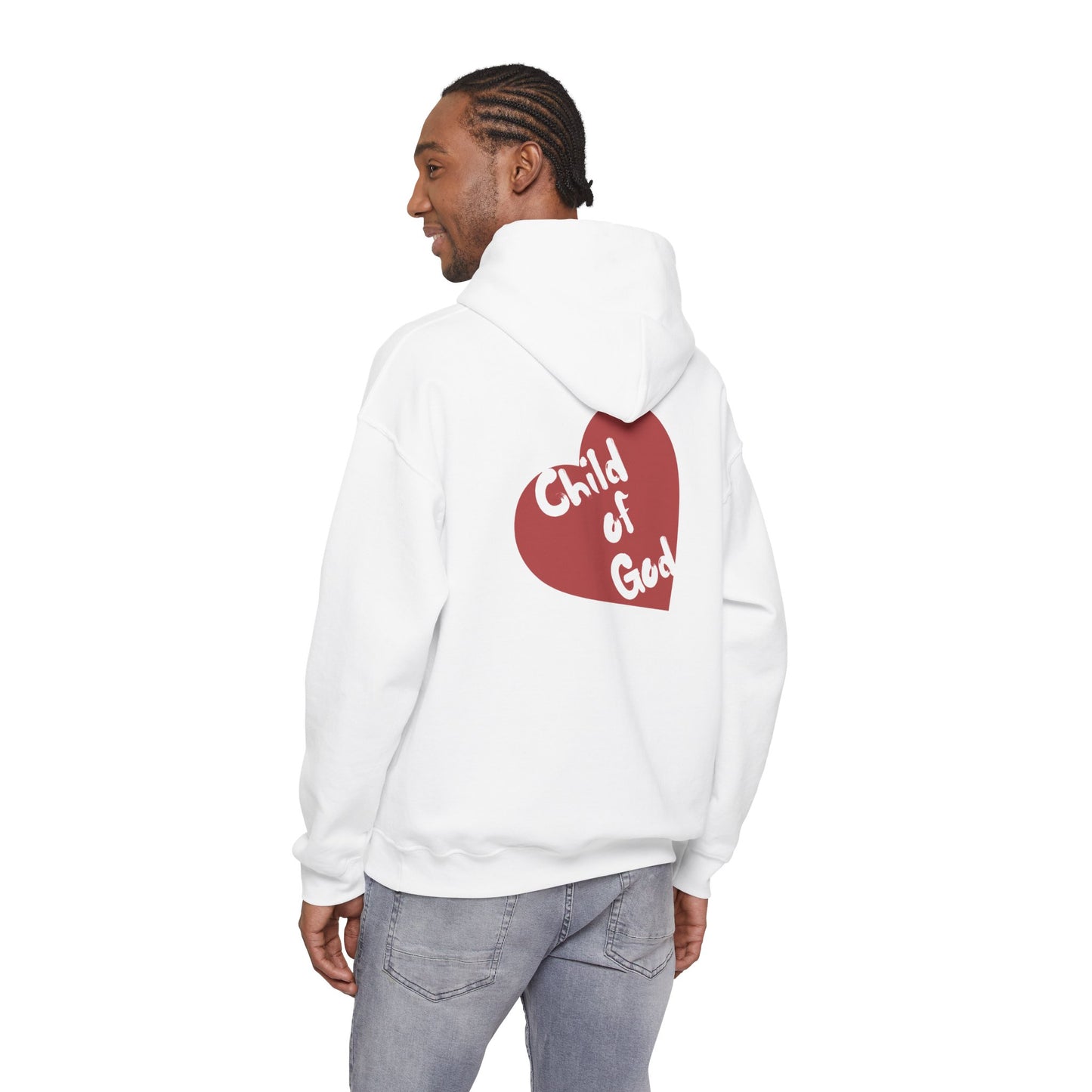 Child of God Hoodie — Heart Graphic & Cross Faith Pullover