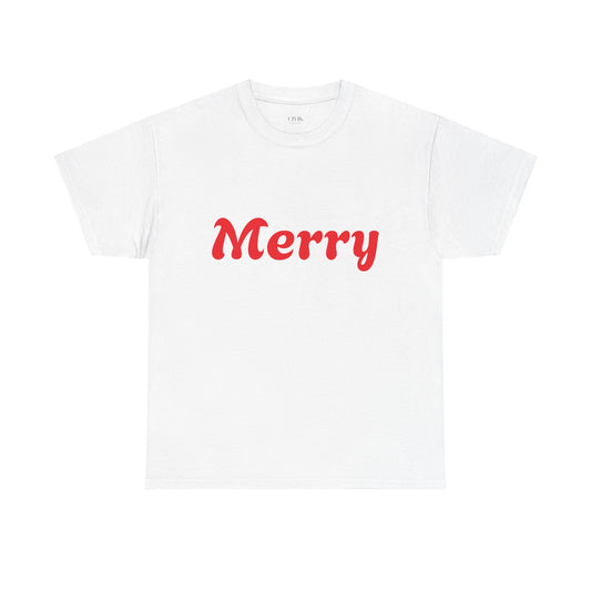 Merry Holiday T-Shirt — Red Script Christmas Tee