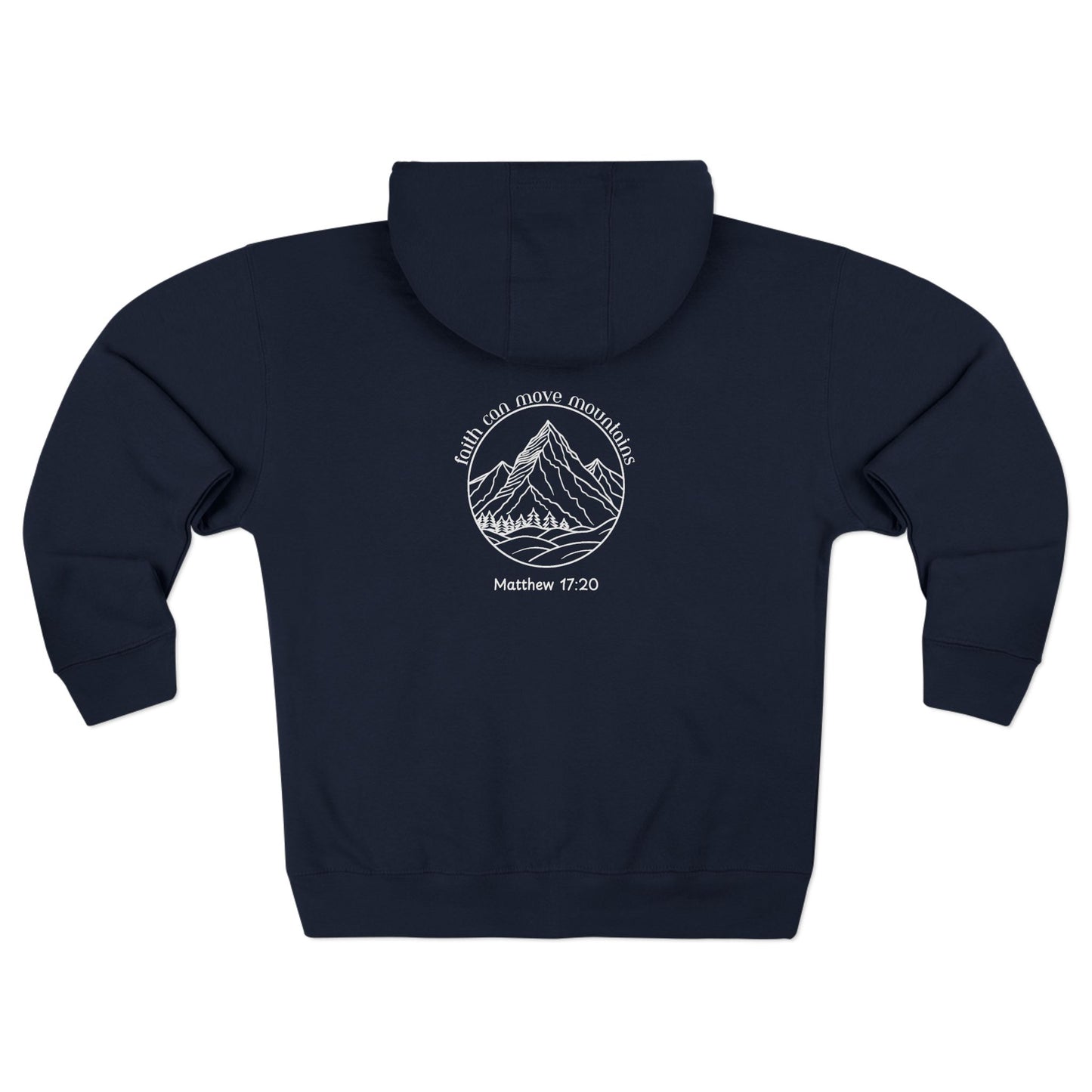 Mountain Faith Zip Hoodie — "I Am With You Always" Matthew 28:20 Prayer Hoodie