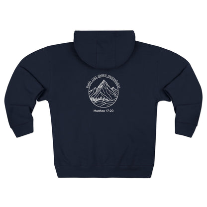 Mountain Faith Zip Hoodie — "I Am With You Always" Matthew 28:20 Prayer Hoodie