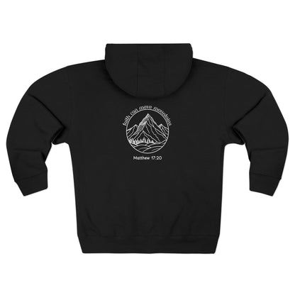 Mountain Faith Zip Hoodie — "I Am With You Always" Matthew 28:20 Prayer Hoodie