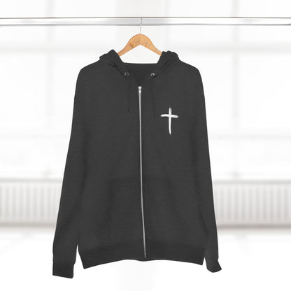 Cross Chest Zip Hoodie — Minimal Christian Faith Pullover