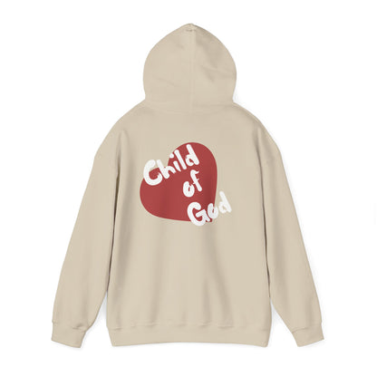 Child of God Hoodie — Heart Graphic & Cross Faith Pullover